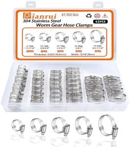 Dianrui 42 PCS Hose Clamps Assortment Kit 1/4"–1-1/8" (6-29mm) 304 Stainless Steel Worm Gear Fuel Line Hose Clamp for pipe, Fuel Line; Plumbing, Intercooler, Tube and Automotive