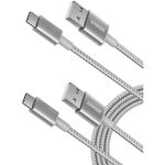 Anker USB C Charger Cable, 2-Pack 3 ft (0.9 m) USB to USB C Cable, USB A to USB C Braided Phone Charger Cable for iPhone 17/16/15, iPad Pro, Samsung Galaxy, MacBook Pro,and More(Silver