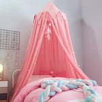 Bed Canopy for Girls, Round Dome Hanging Canopy for Baby Crib Kids Bed Room Decor Reading Nook Indoor Outdoor Playing Castle (Rose Pink)