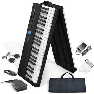 【Son Pro】Longeye Piano Numériqu Pliable 88 Touches Clavier Électrique Pliable Semi-Lesté Compact et Portable pour Débutants,Sac de Transport, Pupitre, Pédale de Sustain, Noir(FOLD PRO2+)