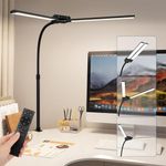 TONGLIN LED Desk Lamp, 24W Bright Architect Desk Lamp for Home Office, Double Head Clamp Desk Light with Adjustable Flexible Gooseneck, Eye Caring Task Lamp for Workbench Study Reading Drafting