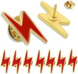 10/20/50/100Pcs Lightning Bolt Enamel Lapel Pins Bulk - Red Lightning Mark Badge For Men Women Patriotic Souvenir, 25X10MM, Metal, no gemstone