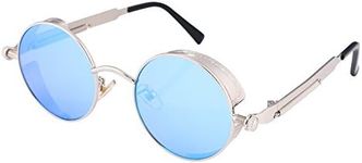 FEISEDY Retro Gothic Steampunk Sunglasses Round Metal Frame Punk Circle Inspired Shade Men B1857