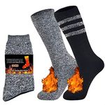 Jormatt 2 Pairs Thick Thermal Socks Soft Insulated Heated Boot Warm Fleece Boot Socks Winter Cold Weather,Men Shoes Size 9-12