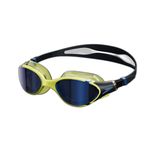 Speedo Unisex Biofuse 2.0 Swimming Goggles, Patented Easy Adjustment, Anti-Fog, Anti-Leak, Enhanced Fit, Improved Comfort, Black/Hyper/Sapphire Mirror, One Size