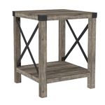 Walker Edison Sedalia Modern Farmhouse Metal X Side Table, 18 Inch, Grey Wash