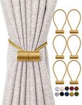 TECVINCI Curtain Tiebacks Drapery Tiebacks with Upgraded Larger Magnet, 6 Pack 16 Inch Decorative Magnetic Curtain Holdback for Blackout/Sheer Window Treatment-Gold