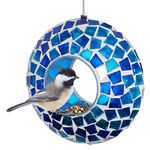 Glass Blue Mosaic Fly-Through Hanging Bird Feeder - 6 in by Sunnydaze