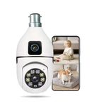 TP PLUSDual Lens 4MP/8MP Outdoor Security Camera with PTZ Light | Color Night Vision | Motion Detection | Wireless Light Bulb Camera | Two-Way Audio | Weather Resistance (Dual Lens Light Camera)