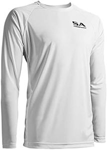 S A Company Mens Performance Long Sleeve Shirt | UPF 50+ Sun Protection, Moisture Wicking, 4-Way Stretch | White | SA Company
