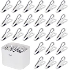 Auauraintt 36 pcs Antideslizante Pinzas de Ropa,con Cesta de Almacenamiento,Sin Rastro,Blanco, plástico Pinzas de Ropa,para tendedero o tendedero, Toalla, Ropa, Calcetines