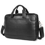 Augus Leather Laptop Briefcase for Men,Waterproof Travel Messenger Duffle Bags 15.6 Inch Laptop Bag, Black, One_Size, Durable