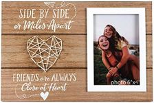 Best Friends Picture Frame Gift - Long Distance Friendship Gifts For BFF - Friend Birthday Gifts for Women, BFF, Bestfriend, Besties - Side By Side Or Miles Apart - 6X4 Inches Cute Photo