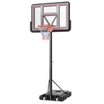 COSTWAY 10FT Portable Basketball Hoop Net Set, Adjustable Basketball Stand with Wheels, Indoor Outdoor Basketball Goal System for Kids, Junior and Adults (2.25-3.05M, with Weight Bag)