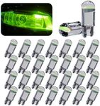 JOYCOURT 30-Pack 194 Car LED Light Bulbs，0.36W 12V T10 6000K Interior Lights，168 2825 W5W Wedge COB LED Replacement Bulbs，Universal Dashboard Light，Dome Light，Sign Light，License Plate Light (GREEN)