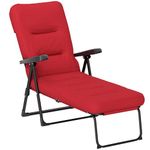 Outsunny Outdoor Lounge Chair with Padded Cushion, Folding Reclining Patio Garden Chair with Recline Back, Footrest, for Poolside, Patio, Wine Red