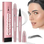 Microblading Eyebrow Pencil, 2024 New Upgraded 3D Waterproof Magic Eyebrow Pen, 4 Tipped Precise Brow Pencil, Long-lasting Natural Makeup Fine Stroke Eye Brow Pencil (3# Gray)