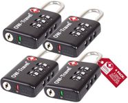 TSA Approved Luggage Locks Suitcase Locks with INDICATOR OPEN ALERT (4 Pack) OW-Travel 3 Digit Security Padlock Combination Padlocks Code Lock for Zipper Luggage Bag Case Backpack Gym Locker (Black)