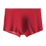 Arjen Kroos Mens Silk Underwear Seamless Trunks with Pouch Double Sided Breathable Boxer Briefs Sexy Short Leg Underpants,Red-AK3022,Large