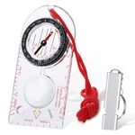 Orientation Compass, Compass and Whistle Hiking Navigation Compass, Portable Compass for Survival Mountaineering, Outdoor Activities and Map Reading with Cord, Multifunctional Explorer Compass