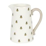 Adorable Bee White Ceramic Flower Jug with Contrasting Handle - 21.7cm x 18.2cm (1 Pc.) - Perfect for Home Decor, Unique Mother’s Day Gift