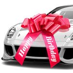 MIFFLIN Happy Birthday Bow, Giant Car Bow (Red, 30 inch) Big Gift Bow, Giant Bow for Car, Birthday Bow, Huge Car Bow, Car Bows, Big Red Bow, Bow for Gifts, Birthday Bow for Cars, Gift Wrapping