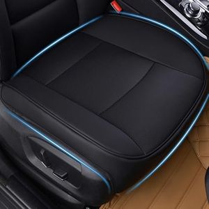 FOUNDCOOL Universal Black Luxury PU Leather Car Seat Bottom Cover Full Wrapping Edge Driver Front Seat Cover Protector Pad Driving Anti-Slip Mat for Most Cars SUVs Vehicles