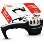 Solitude Knife Sharpener Manual 3 Stage Tool Advanced Tungsten Carbide Steel Knife Sharpener for Rod Knife Kitchen Tool for Knives and Ceramic Knife Sharpening