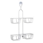 Zenna Home NeverRust Rustproof Handheld Shower Caddy, Aluminum, Satin Chrome, 4 Basket, Hand-held Hose Ready