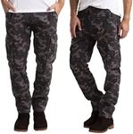 westAce Mens Military Cargo Pants Wild Camouflage Straight Leg Flex Casual Multi-Pockets Heavy Workwear Outdoor Hiking Regular Fit Trousers (Charcoal Camo, 34W / 32L)
