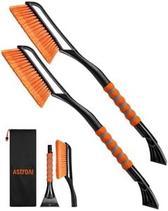 AstroAI 2-in-1 Ice Scraper 68.6cm Detachable for Car Windscreen Cleaner and Snow Brush with Ergonomic Foam Handle Extented for Cars & Trucks & SUV, Winter Car Kits Wash Accessories, Orange, 2 Pack