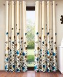 Home Sizzler 2 Pieces Digital Print Eyelet Polyester Window Curtains - 5 Feet, Blue