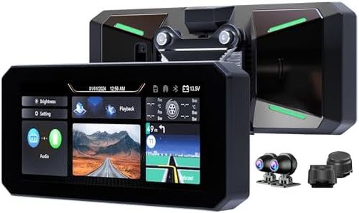 YolanAuto MT7 Motorcycle Smart Navigation System, 6.86" IPS 60Hz Screen, CarPlay & Android Auto, BT 5.2, IP67 Waterproof, Quick-Release, Front/Rear Cameras & Tire Pressure Monitor Included