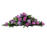 Customisable Artificial Flower Coffin Spray or Casket Topper Arrangement - 60 cm - with Roses and Gerbera