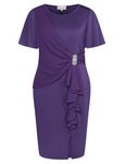 Hanna Nikole Women's Ruffle Knee-Length Hip Dress Crinkle Cocktail Dress Women Elegant for Wedding Women Sexy Pencil Dress Purple 22