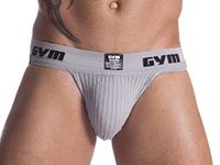 Gym Workout Jockstrap with 2" Waistband, Grey, Large