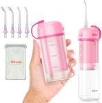 Bitvae P1 Water Flosser for Teeth, Travel Mini Water Flosser Picks, Cordless Water Teeth Cleaner Picks with Telescopic Water Tank, Rechargeable Oral Irrigator for Travel & Home, Pink