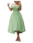 BessDress Midi Cocktail Dresses for Women Formal Prom Dress with Pockets Tea Party Graduation Evening Dresses, Z Sage Green, 20