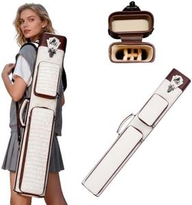 KONLLEN Pool Cue Case 2x4, Cowhide Leather Hard Case with Shoulder Strap, VintageLine Retro Billiards Cue Stick Case