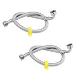 Pack of 2 Flexible Pipe Contectors Elbow 1/2”(90°) x 1/2” BSP 60cm Long Elbowed Stainless Steel Braided Flexible Hose Pipes Tail DIY Repalcement for Boilers Plumbing Bathrooms Kitchens