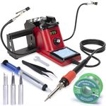 YIHUA 926 III 110W Soldering Iron Station Kit with LED Display, 2 Helping Hands, 3 Extra Iron Tips, 35g Lead-Free Solder, Solder Sucker, S/S Tweezers, °C/°F Conversion, Calibration & Sleep Features