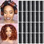 24Pcs Large Perm Rods For Long Hair,Black Plastic Cold Wave Rods For Hair Rods Jumbo Perm Rods For Natural Hair Perming Rods Curling Perm Rods Large(24Pcs,Black Color)