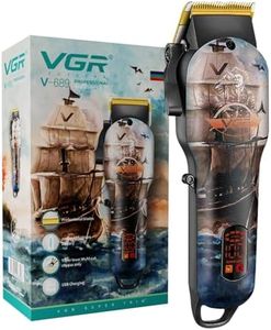 VGR V-689 Professional Salon Series Hair Clipper/Hair Trimmer for Men with LED display, Runtime 180 min with 4 Cutting Guide comb (Multicolor)