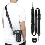 JJC Camera Shoulder Strap Quick Release Sling Strap for Canon Sony Nikon Fuji Mirrorless Cameras, Adjustable Camera Neck Belt Cross Body Strap with Quick Release Plate, Load Capacity 198lbs (BLACK)