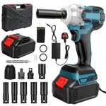 Discoball Cordless Impact Wrench 21V, 380N.m (280 Ft-lbs) 1/2 Brushless Impact Wrench 3000RPM High Torque Impact Gun,1500Ah Battery,6 Impact Sockets,1 Screwdriver Bits,Impact Driver for Car Tire