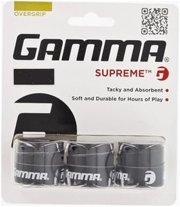 GAMMA Sports Supreme Overgrip for Tennis, Pickleball, Squash, Badminton, and Racquetball Racquets, 3 Count (Pack of 1), Black