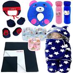 First Kick New Born Baby Gift Set Combo Pack for Baby Boys and Baby Girls Pack of 11 Pcs Navy Stars