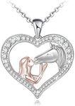 Distance Horse Pendant Necklace for Women Girls 925 Sterling Silver Girls with Horse Gifts for Birthday Christmas, 925 Sterling Silver, cubic-zirconia,