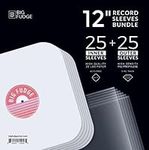 BIG FUDGE Vinyl Record Sleeves Bundle - 25x Record Outer Sleeves Plus 25x Record Inner Sleeves - Crystal Clear Album Sleeves and Rounded Acid Free LP Sleeves for 12" Records