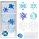 WEDNOK 12Pcs Snowflake Craft Kit for Kids DIY Snowflake Arts and Crafts for Kids Ages 5-12, Stained Glass Paper Craft Christmas Decoration Kits for Girls Xmas Winter Party Activities